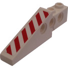 LEGO Weiß Technic Backstein Flügel 1 x 6 x 1.67 mit rot/Weiß Danger Streifen (Links) Aufkleber (2744)