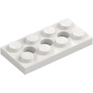 LEGO White Technic Plate 2 x 4 with Holes (3709)