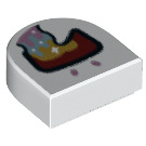 LEGO Weiß Fliese 1 x 1 Hälfte Oval mit Metallic Pink Nostrils und Dark rot Open Mouth mit Gold (24246 / 77991)