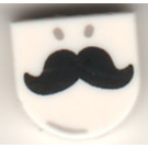 LEGO White Tile 1 x 1 Half Oval with Moustache (24246)