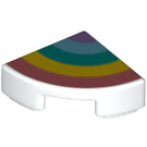 LEGO Weiß Fliese 1 x 1 Quartal Kreis mit Five Rainbow Streifen (25269 / 48271)