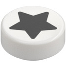 LEGO White Tile 1 x 1 Round with Black Star (35380 / 102763)