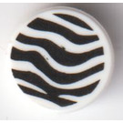 LEGO White Tile 1 x 1 Round with Black Zebra Stripes (35380)