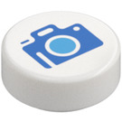 LEGO White Tile 1 x 1 Round with Blue Camera (35380)