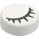 LEGO White Tile 1 x 1 Round with Closed Eye and Lashes (19241 / 98138)