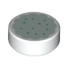 LEGO White Tile 1 x 1 Round with Cookie with Aqua Icing (26444 / 98138)