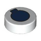 LEGO Wit Tegel 1 x 1 Rond met Dark Blauw Cirkel (35380 / 104246)