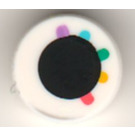LEGO White Tile 1 x 1 Round with Eye with 5 Colored Eyelashes (35380)