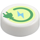 LEGO Wit Tegel 1 x 1 Rond met Groen Energy Symbol (84075)