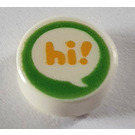 LEGO White Tile 1 x 1 Round with Hi! In speech bubble (35380)