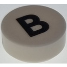 LEGO White Tile 1 x 1 Round with Letter B (35380)