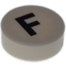 LEGO White Tile 1 x 1 Round with Letter F (35380)