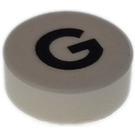 LEGO blanc Tuile 1 x 1 Rond avec Letter G (35380)