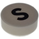 LEGO White Tile 1 x 1 Round with Letter S (35380)