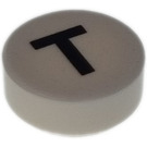 LEGO White Tile 1 x 1 Round with Letter T (35380)