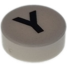 LEGO White Tile 1 x 1 Round with Letter Y (35380)