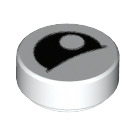 LEGO White Tile 1 x 1 Round with Lidded Eye and Off-Center Pupil (98138)
