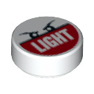 LEGO Wit Tegel 1 x 1 Rond met Licht en Ogen (24609 / 98138)