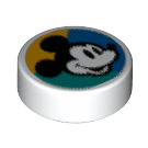 LEGO Weiß Fliese 1 x 1 Runden mit Mickey Mouse Gesicht (35380 / 66406)