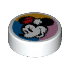 LEGO Weiß Fliese 1 x 1 Runden mit Minnie Mouse Gesicht (35380 / 66514)