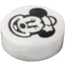 LEGO White Tile 1 x 1 Round with Minnie Mouse Head with Hat and Flower (35380)