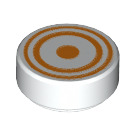 LEGO blanc Tuile 1 x 1 Rond avec Orange Circles (30671 / 98138)