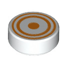 LEGO White Tile 1 x 1 Round with Orange Circles (30671 / 98138)