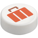 LEGO White Tile 1 x 1 Round with Orange Suitcase (35380)