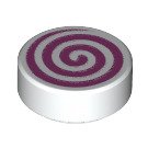 LEGO White Tile 1 x 1 Round with Pink Swirl (35380 / 48274)