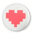 LEGO White Tile 1 x 1 Round with Pixelated Heart (35380)