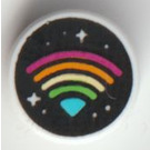 LEGO blanc Tuile 1 x 1 Rond avec Rainbow WiFi Symbol et Stars (35380)