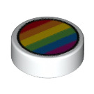 LEGO Weiß Fliese 1 x 1 Runden mit Six Rainbow Streifen (35380 / 68350)