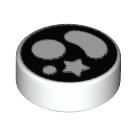 LEGO blanc Tuile 1 x 1 Rond avec blanc Cercle et Star (35380 / 73048)