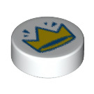 LEGO blanc Tuile 1 x 1 Rond avec Jaune couronner (35380 / 83152)