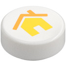 LEGO White Tile 1 x 1 Round with Yellow House (35380)