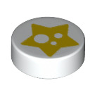 LEGO Weiß Fliese 1 x 1 Runden mit Gelb Star (35380 / 73095)