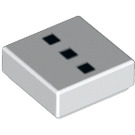 LEGO Weiß Fliese 1 x 1 mit 3 Klein Schwarz Squares im Line mit Nut (3070 / 21070)
