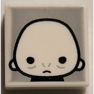 LEGO White Tile 1 x 1 with Bald Male Head with Frown with Groove (3070)