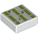 LEGO White Tile 1 x 1 with Bamboo Pattern with Groove (3070 / 73085)