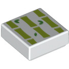 LEGO Wit Tegel 1 x 1 met Bamboo Patroon met groef (3070 / 73085)