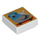 LEGO Wit Tegel 1 x 1 met Vogel Aan Skateboard met groef (3070 / 101654)