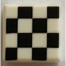 LEGO Wit Tegel 1 x 1 met Zwart Checkered Patroon met groef (3070)