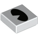 LEGO Wit Tegel 1 x 1 met Zwart Oval met Slice Removed met groef (3070 / 80919)
