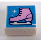 LEGO White Tile 1 x 1 with Bright Pink Ice Skate with Groove (3070)