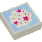 LEGO blanc Tuile 1 x 1 avec Cloud et Stars avec rainure (3070)