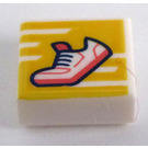 LEGO White Tile 1 x 1 with Coral Sneakers with Groove (3070)
