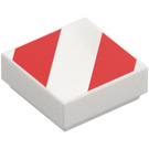 LEGO Blanc Tuile 1 x 1 avec Diagonal Rouge Rayures avec rainure (3070 / 109405)