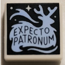 LEGO White Tile 1 x 1 with 'EXPECTO PATRONUM' with Groove (3070)