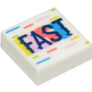 LEGO White Tile 1 x 1 with 'FAST' with Groove (3070)