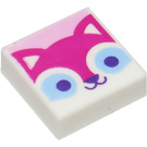 LEGO White Tile 1 x 1 with Fox Face with Groove (3070 / 73002)